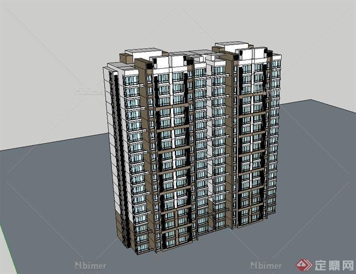 现代风格详细小高层小区居住楼设计su模型[原创]