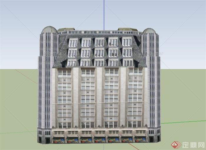 现代某方形欧式办公楼建筑设计SU模型