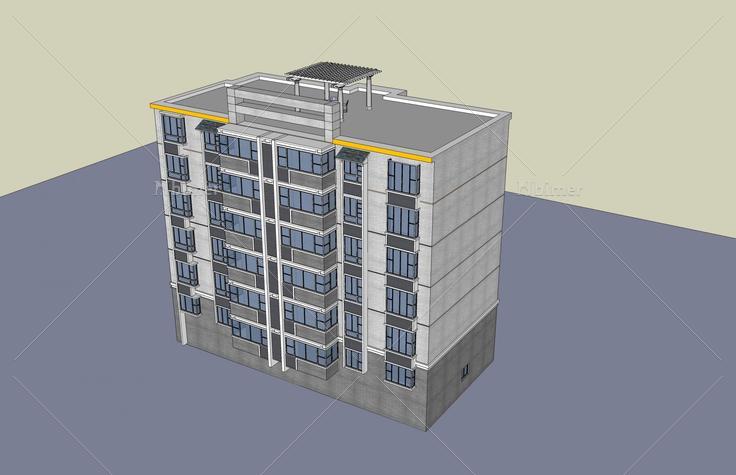 现代多层住宅楼(44703)su模型下载