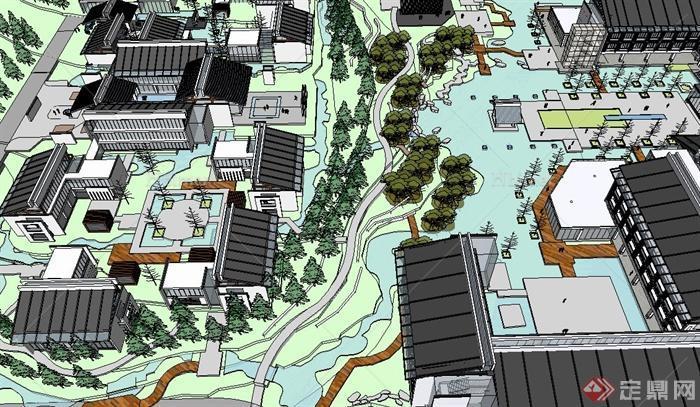 某滨水住宅区规划设计SU模型