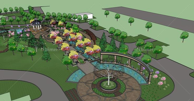 简欧风格小区景观(80018)su模型下载
