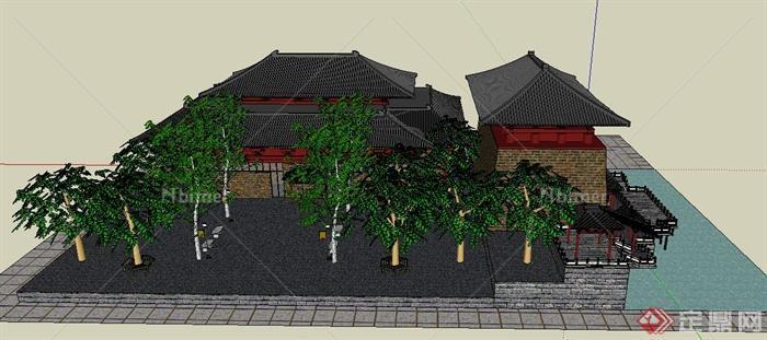 某古典中式唐朝建筑设计SU模型