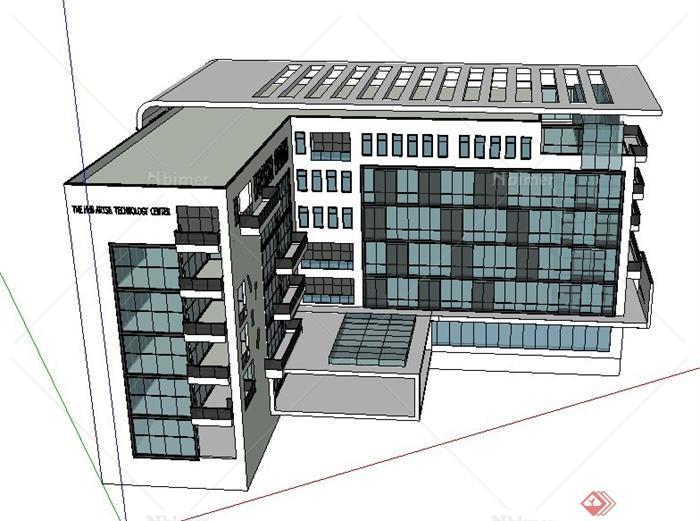 简约新中式艺术中心建筑设计su模型