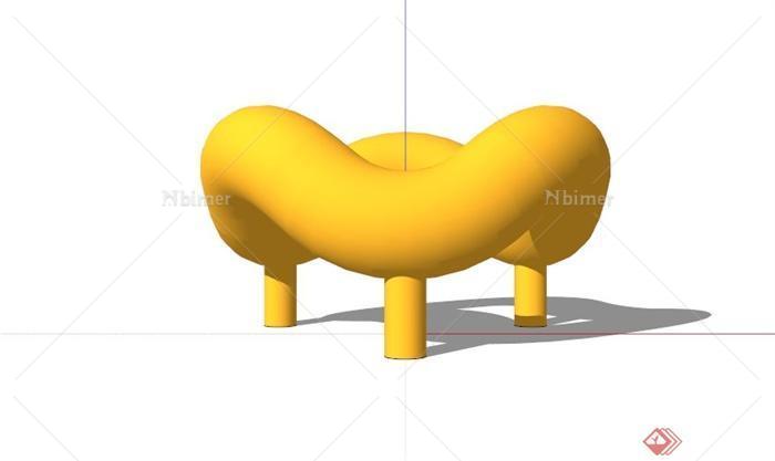 现代黄色抽象雕塑设计SU模型[原创]