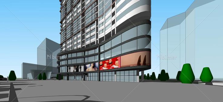 现代商业综合楼(60519)su模型下载