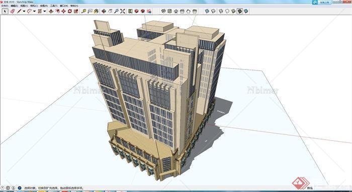 现代风格高层办公建筑设计SU模型