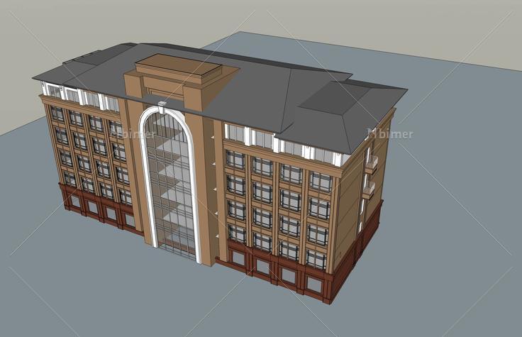 简欧风格多层办公楼(47318)su模型下载