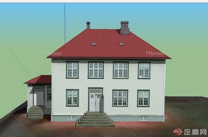 某美式两层乡村住宅建筑设计SU模型