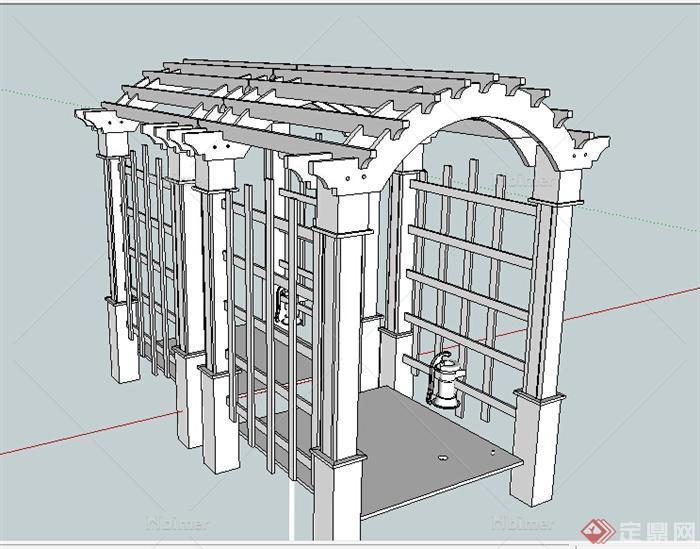某室外园林廊架设计SU模型