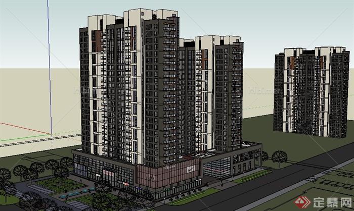 某地现代高层商住建筑设计SU模型