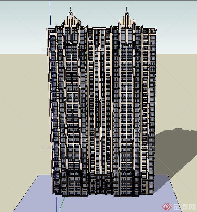现代某超高层新古典住宅建筑设计SU模型