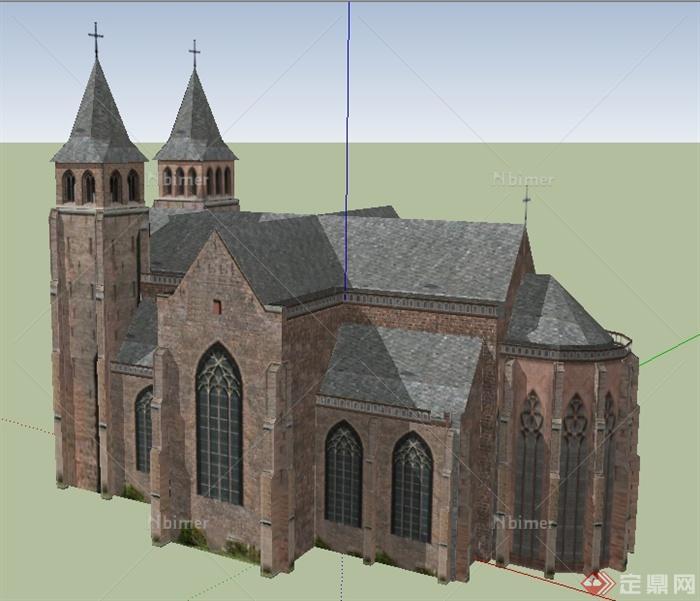 某英式风格教堂建筑设计SU模型