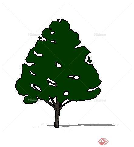 一株园林景观树木SU模型素材（8）