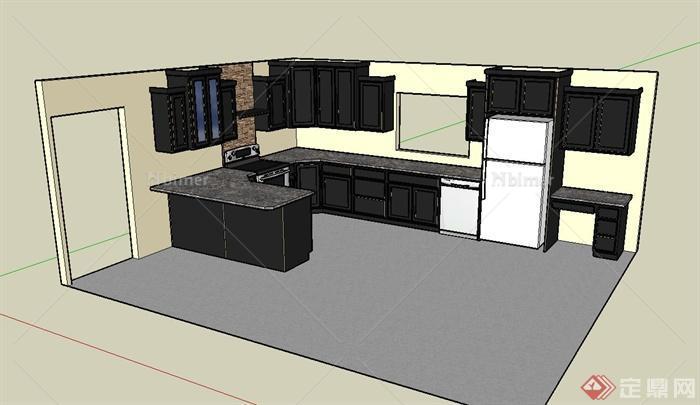 欧式风格室内厨房设计su模型