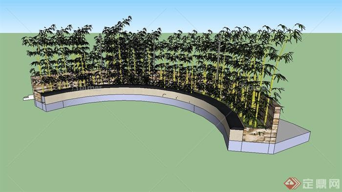 某小区弧形树池、树池坐凳组合设计su模型