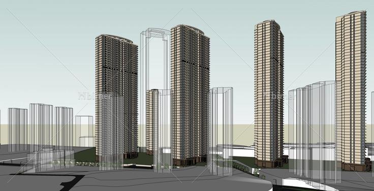 简欧风格住宅小区(36122)su模型下载