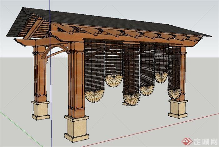 园林景观混搭凉亭su模型
