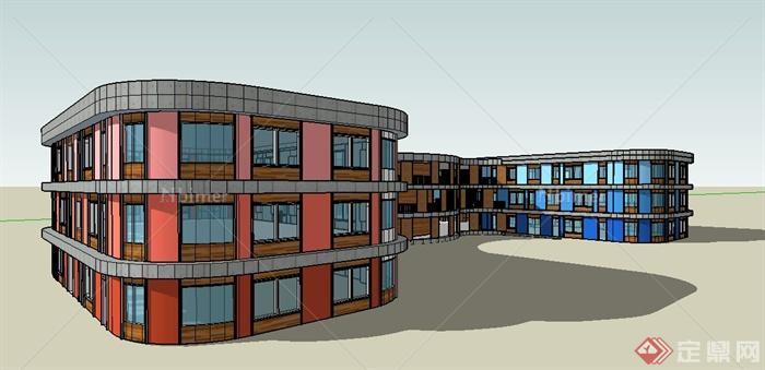现代三层幼儿园教学楼建筑设计su模型