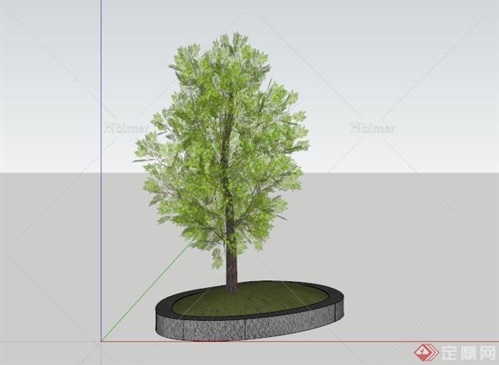 某现代简约椭圆树池SU模型