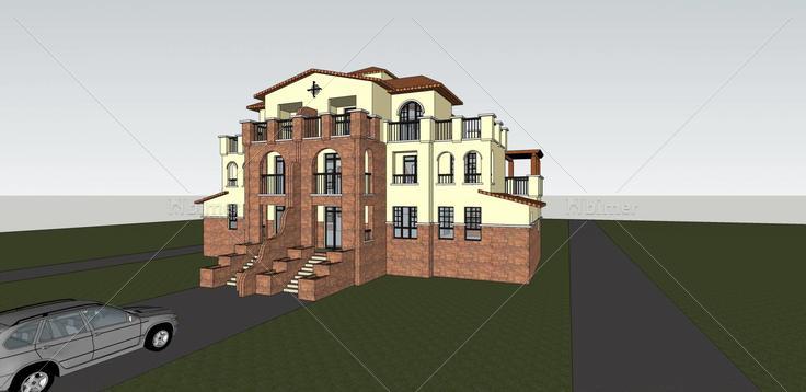 欧式双拼别墅(36809)su模型下载