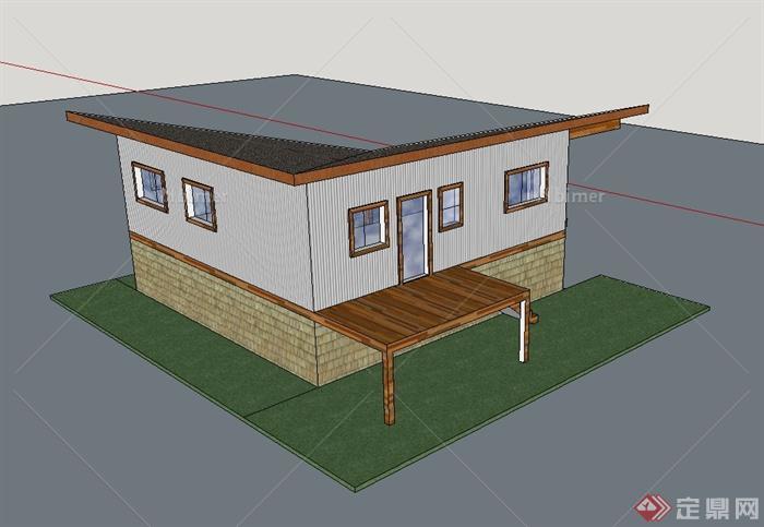 现代简陋的小屋别墅住宅设计su模型[原创]