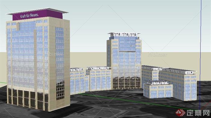 现代商务中心办公楼建筑su模型