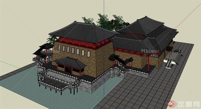 唐朝古建筑设计su模型