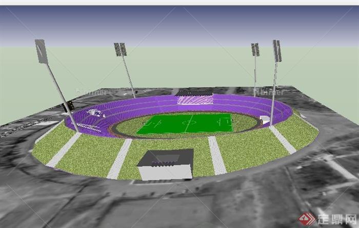 某露天足球场建筑设计US模型