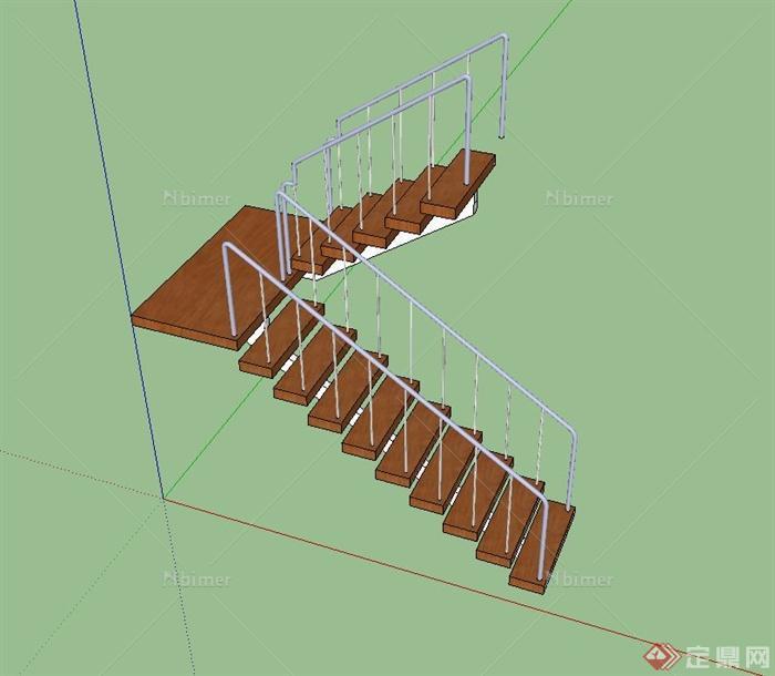 现代风格室内空间楼梯设计su模型[原创]
