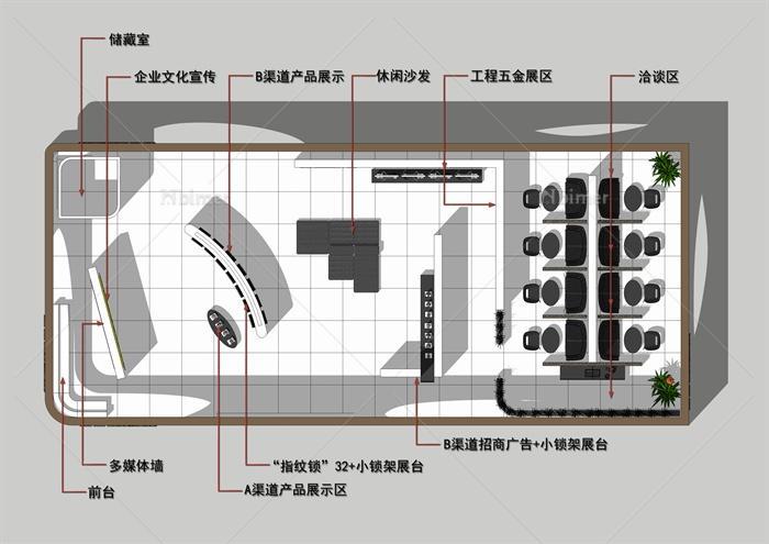 现代风格五金展会展厅设计cad、su模型及效果图[