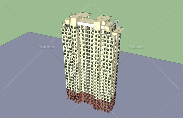 简欧高层住宅楼(46844)su模型下载