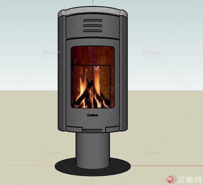 现代小型火炉壁炉SU模型