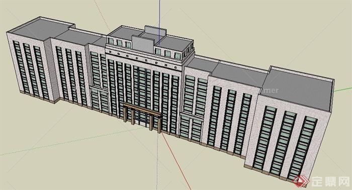 现代风格十层办公楼建筑设计SU模型