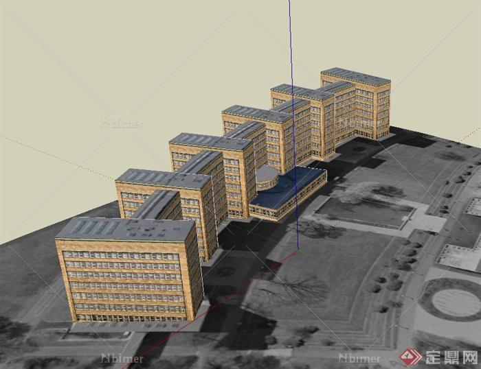 某综合性大学教学楼建筑设计SU模型