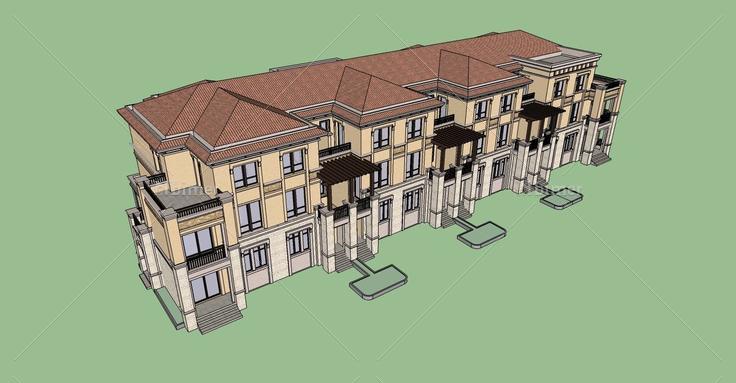欧式联排别墅(73633)su模型下载