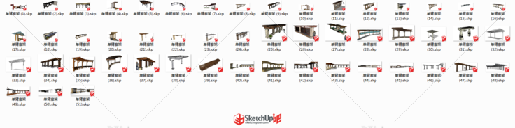 350套花廊架单臂方形组合廊架su模型