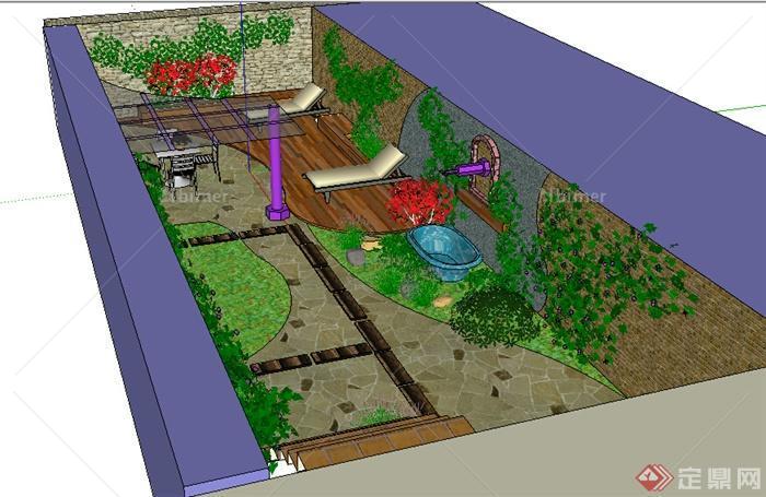 某室外园林花园庭院设计SU模型