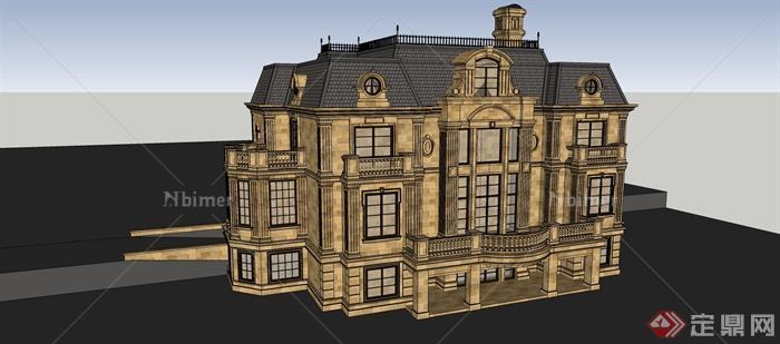 古典欧式别墅建筑设计SU模型