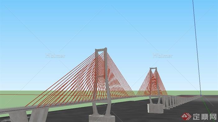 某段高速公路高架桥设计SU模型