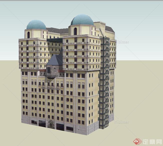 某欧式居住建筑楼房设计SU模型