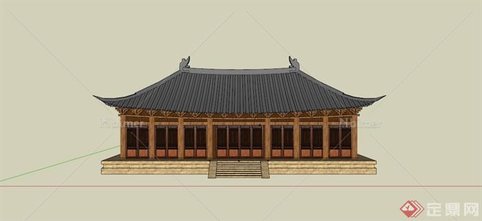 古典中式庑殿单体建筑SU模型[原创]