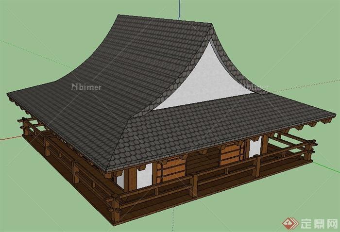 日式古建凉亭su模型