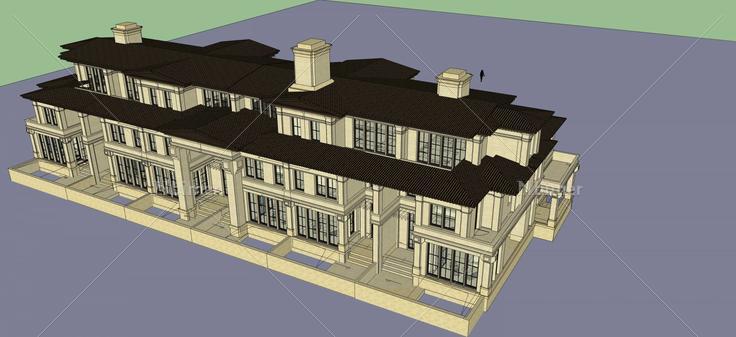 欧式联排别墅(54892)su模型下载