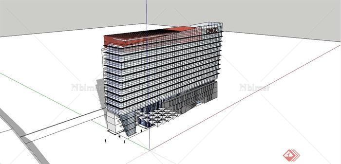 某现代简约风格小高层办公楼建筑设计SU模型[原创