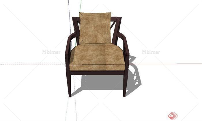 休闲木质扶手椅设计su模型