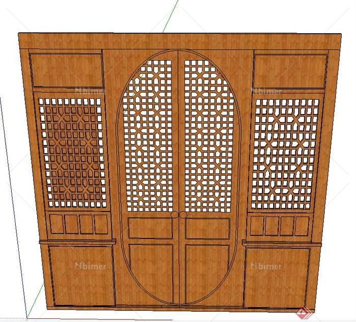 古典中式室内木质门设计SU模型