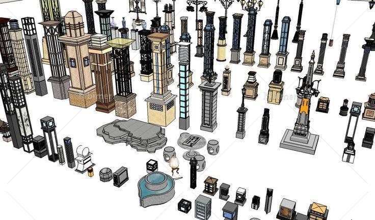 各种各样景观室外路灯模型集锦(127460)su模型下