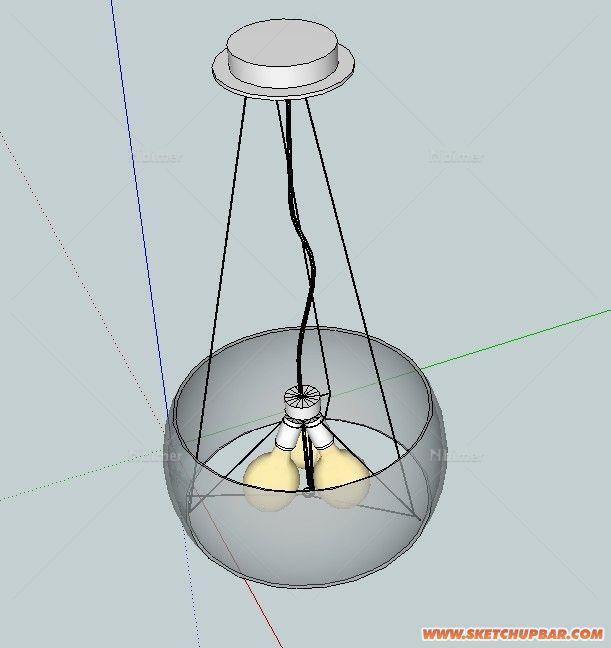 三龙珠玻璃吊灯su模型