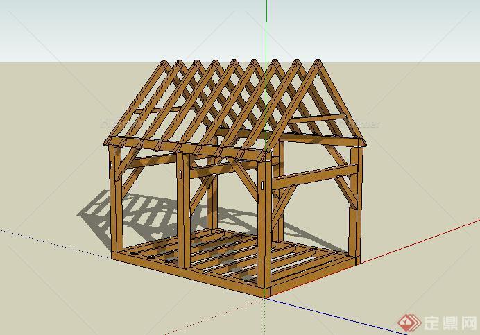 某木质建筑结构设计su模型素材