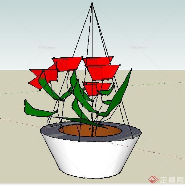 一个3D吊盆植物SU模型素材